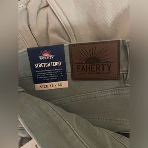 FAHERTY Brand "Stretch Terry" Men's Pants - Color: Faded Olive - Size 33x30